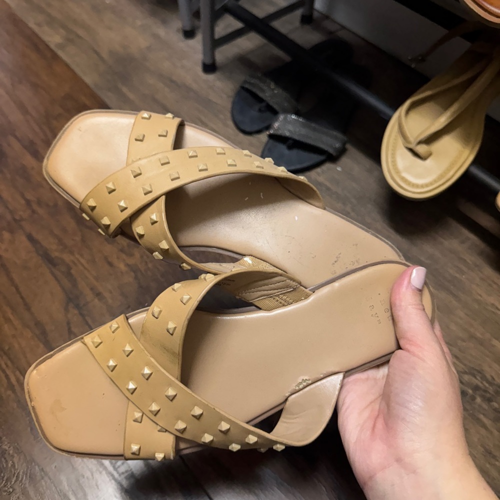 a new day Tan Studded Crisscross Slide Sandals - Women